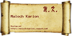 Maloch Karion névjegykártya